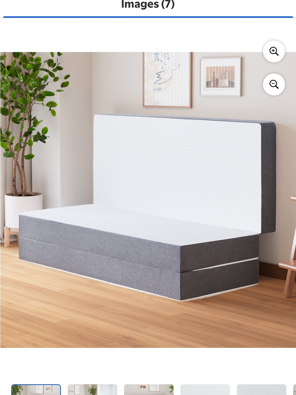 Grey and White Foldable Mattress Sofa Bed